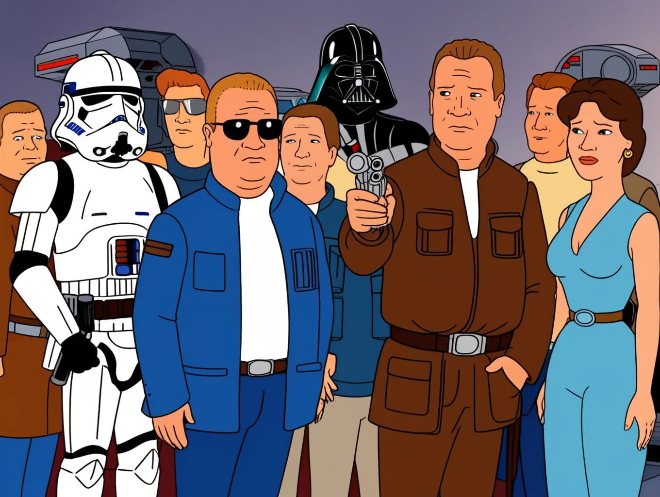 cartoon rendition of a scene from the movie Star Wars
(in kingofthehill style:1.1)
<lora:kingofthehillstyleXL_v.10.1:0.6> <lora:xl_more_art-full_v1:0.5> <lora:add-detail-xl:0.45>