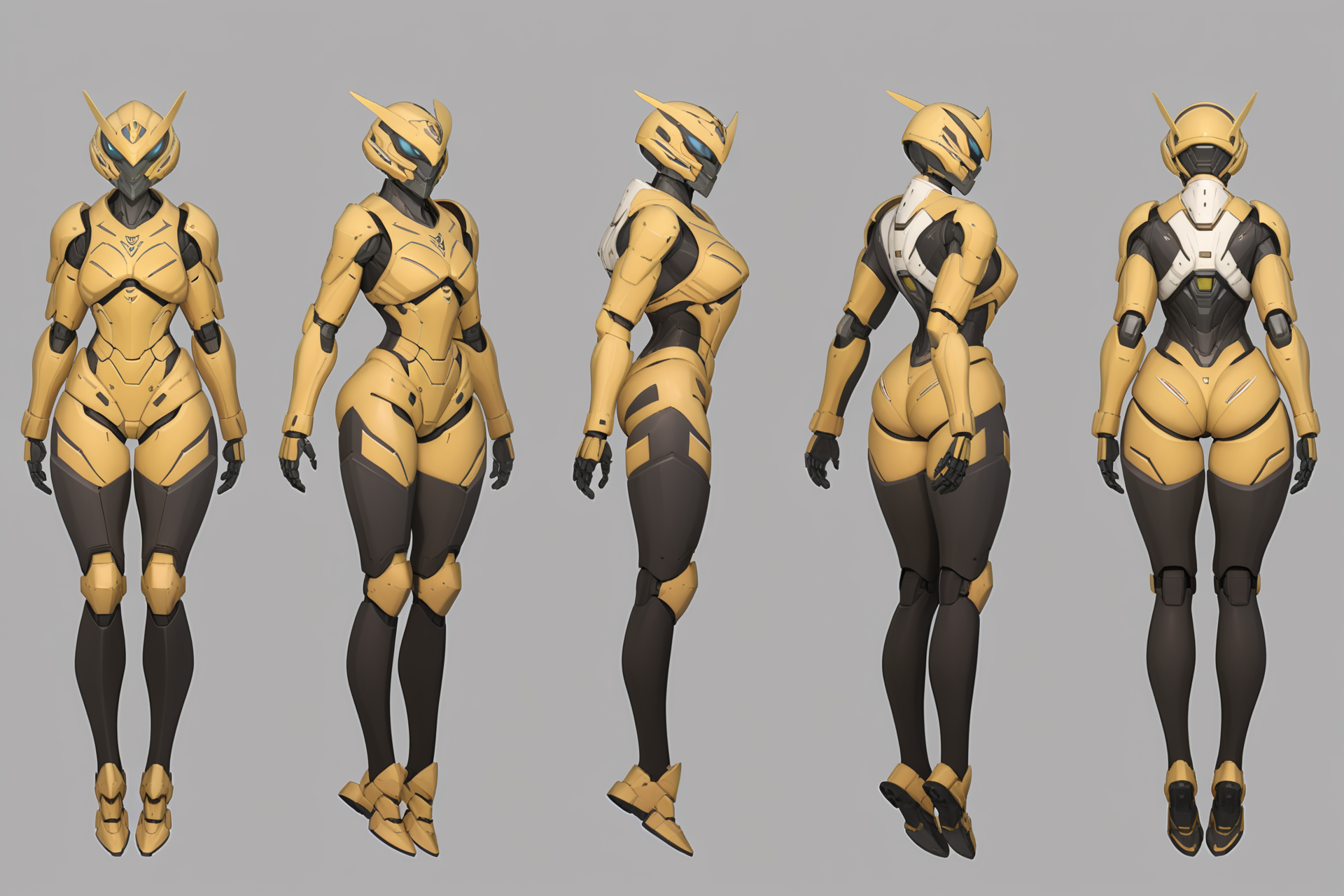 (GENERAL:0), mecha, robot, masterpiece, best quality, very aesthetic, absurdres, solo, standing,
(VIEWS:0),  full body character turnaround of mecha,
Multiple views of the same mecha,  (simple background, white background:1.2), multiple views, side view, back view, front view, 
,
mask, helmet,
Mosquito \(insect\)ï¼
power armor\(Fallout\),
plate armor, power suit, alien,
android, cybersuit, upper armor, mechanical arms, machinery, prosthesis,
(bodyshape:0), Broad-shouldered body,
(clothing:0), (sporty one-piece with color-blocked panels, a zip-front closure, and a racerback design,:0.6), 
(gold  
Victorian  theme character design:1.1),
 <lora:MechTurnXLRemix_v1:.25>
 <lora:MechTurnXL_v1:.75>
<lora:ClothTurnXLRemix_v1-000004:.25>
 <lora:ClothTurnXL_v1-000004:0.25> 
<lora:CharTurnXL_v2:0.25>
 <lora:xl_more_art-full_v1:.25>,
 <lora:Alphonse Mucha Style:.1>, Alphonse Mucha Style page
 <lora:å½é£æç»SDXL:.1>