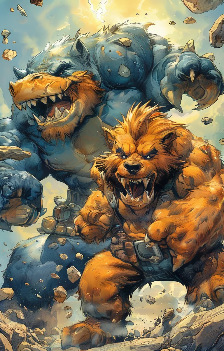 masterpiece,best quality,<lora:tbh297-sdxl:0.9>,illustration,style of Joe Madureira animals