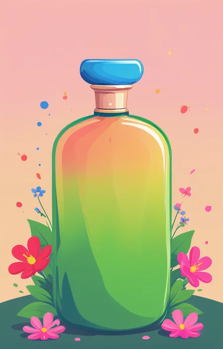 masterpiece,best quality,<lora:tbh20-sdxl:0.9>,illustration, A bottle of perfume in garden