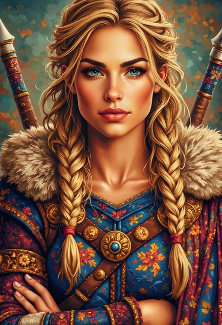 viking female warrior, portrait shot