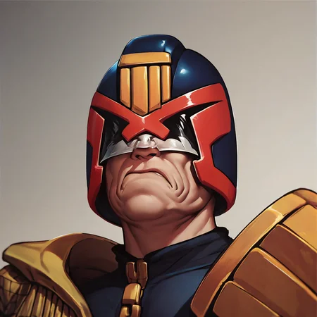 score_9, score_8_up, score_7_up, score_6_up, score_5_up, score_4_up, source_anime, BREAK, judge dredd, armor, helmet, scowling, black visor, upper body shot,