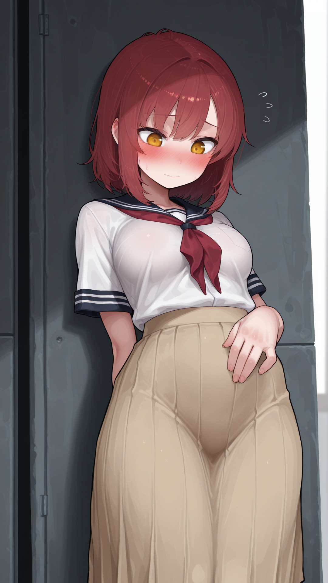 masterpiece, best quality, amazing quality,
1girl, solo, medium breasts, school uniform, long skirt, cute, uwu, blush, shy, hand behind back, looking down, sweet, red hair
<lora:Artstyle__VurDV8a8gbGRctd:1>