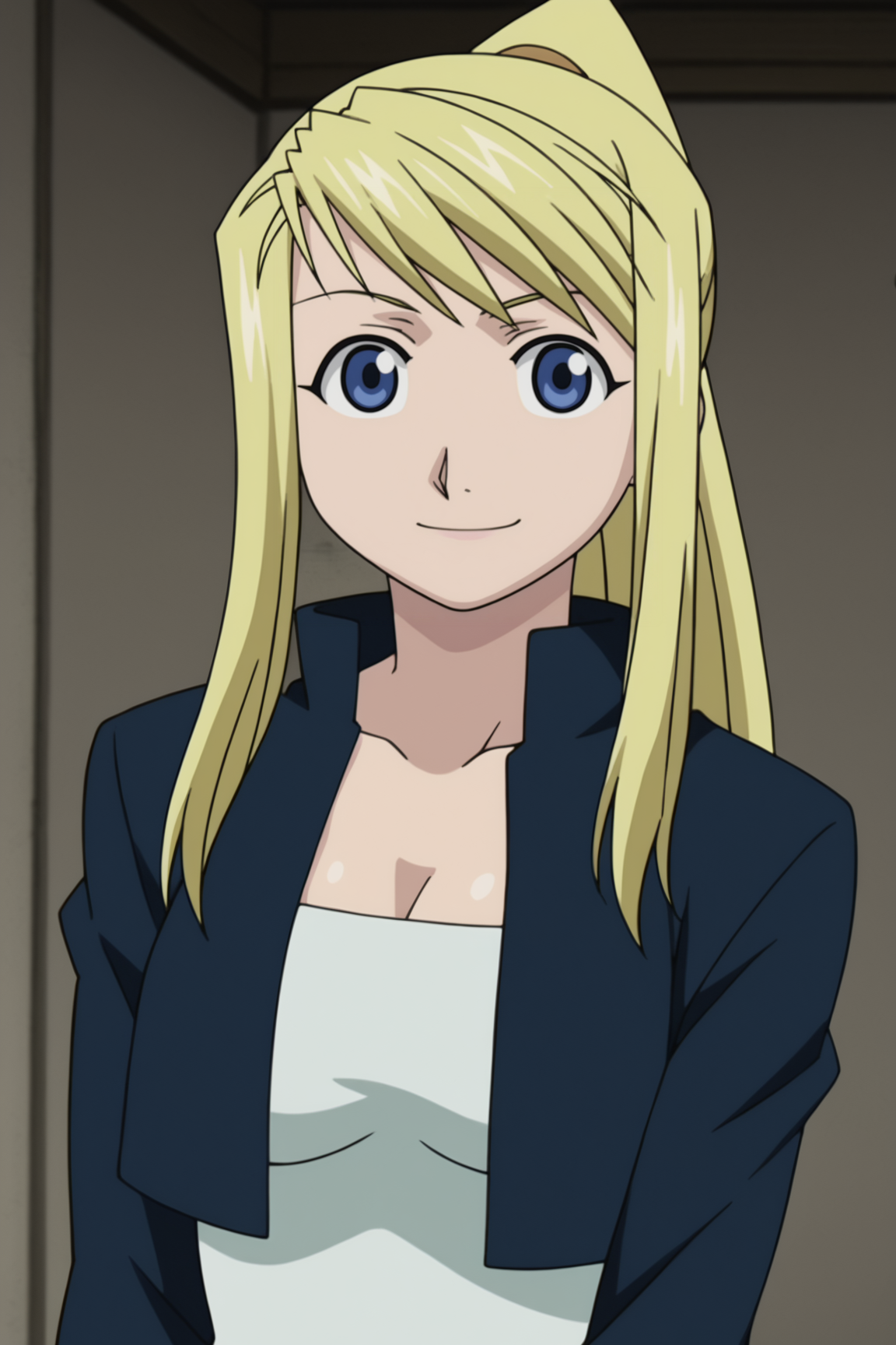 score_9, score_8_up, score_7_up, source anime, prefect lighting, very aesthetic, BREAK, anime coloring, anime screencap,
âââ <lora:winry_rockbell_v1-pdv6:1>, 1girl, winry rockbell, fullmetal alchemist, blue eyes, blonde hair, ponytail, 
winout, cropped jacket, 
BREAK, looking at viewer, light smile, upper body, portrait, 
BREAK,