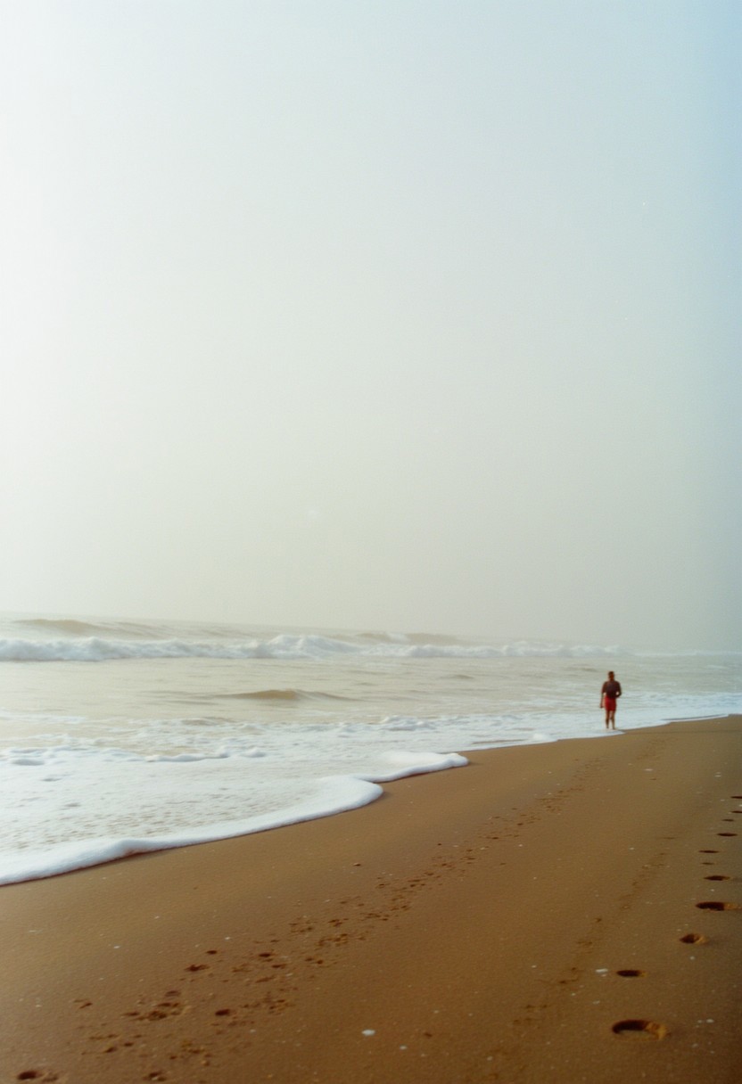 c41_hasselblad_portra400_FLUX, instagram photo a foggy beach in sri lanka, film grain, soft shadows