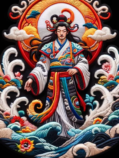 It was dark in the distance,but there was a soft light coming from the distance. The dense spiritual energy rippled,and the flowing clouds were like waves. This place was unusually sacred. Fallen flowers were colorful. Crystal petals fell from this place where holy light flowed. They carried a fragrant fragrance and bursts of vitality. Apart from this,pure white immortal qi spread out and surrounded the place. Shi Hao stood still. It was as if he had heard the sigh of a true immortal. It was as if he had experienced a hundred generations of reincarnation. It was as if he had seen the ancient changes of immortals. He remained still <lora:ral-embroideredpatch:1> ral-embroideredpatch, black gradient background