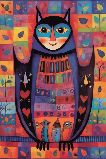 <lora:Laurel Burch Style:1>Laurel Burch Style - Laurel Burch presents leave me alone