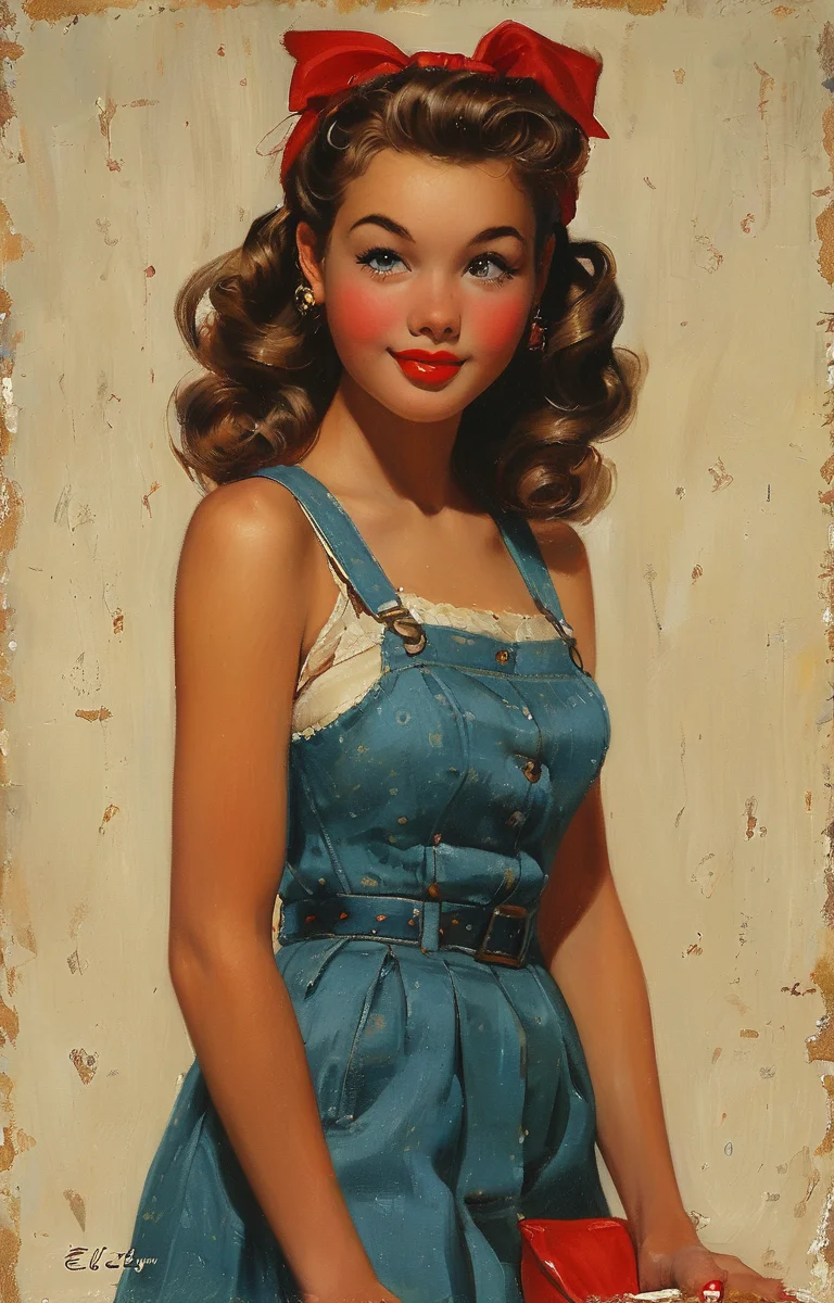 masterpiece,best quality,<lora:tbh149-sdxl:0.9>,style of Gil Elvgren, tech genius teenage girl