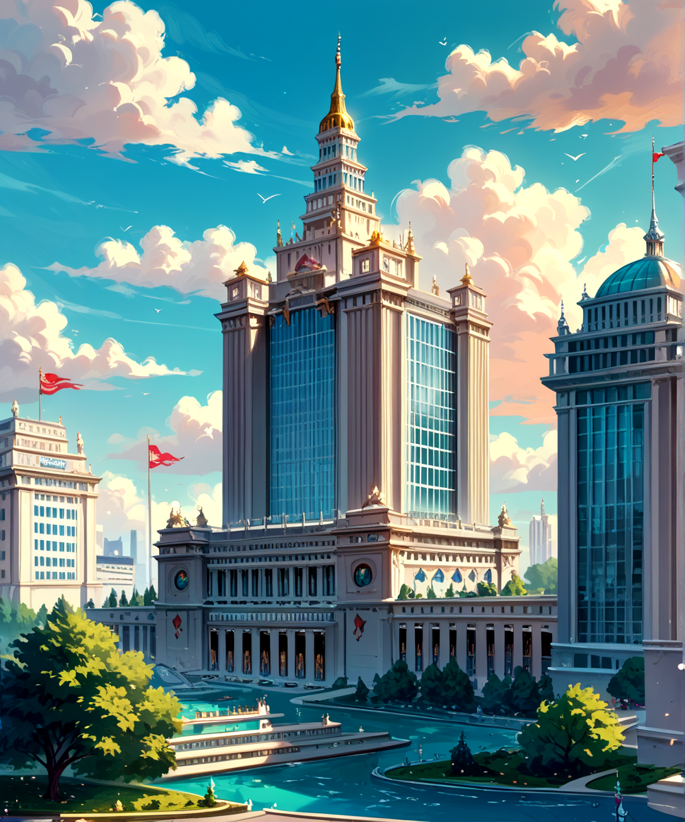score_9, score_8_up, score_7_up,
<lora:Authoritarian_Architecture_(Architecture)_(Pony)_(AD):0.8> authoritarian, scenery, building, city, cityscape, architecture, monumental architecture,
8K, In'ei, chiaroscuro, soft natural volumetric cinematic perfect light, perfect depth of field shot, ray tracing, photometry, beautiful, subsurface scattering, idealized modern city, wide beautiful boulevards, busy city center, parks and manicured lawn areas, large parks, plazas, skyscrapers, hyper detailed, art by Thomas Kinkade, detailed background, detailed photographic fluffy anime clouds, Unreal Engine, CGI render, absurdly detailed, modern era photograph, masterclass oil painting, 
BREAK zPDXL, zPDXLxxx, <lora:wowifierXL:0.2> art by mooncryptowow <lora:sdxl_lightning_8step_lora:0.4> <lora:detailed_notrigger:0.5>
