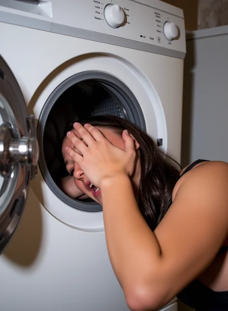 washing machine devouring woman