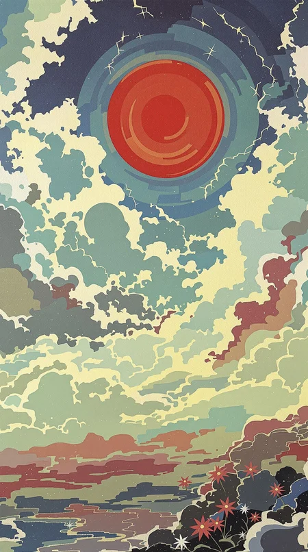 A RED ROSSIN LITING IN SUN COLORS