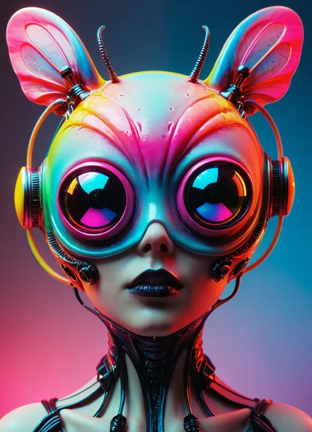 Ombre color scheme of neon blue, neon pink, neon yellow, neon green, neon orange, cinematic photo cinematic photo big eyed alien, Webbed Appendages  moth  naoto hattori, jeremy lipking,  neon glitch, subsurface scattering, Photorealistic, Hyperrealistic, analog style, realistic, film photography, soft lighting, heavy shadow, 35mm photograph, film, professional, 4k, highly detailed  <lora:GigerRainbowXL:0.49> g1h3r, <lora:linquivera:0.38> linquivera, liiv1 <lora:Melting_world:0.36> <lora:envyStarlight_v10:0.8> <lora:fx-monsters-XL:0.36>,, subsurface scattering, Photorealistic, Hyperrealistic, analog style, realistic, film photography, soft lighting, heavy shadow, 35mm photograph, film, professional, 4k, highly detailed
