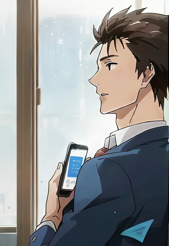 (score 9, score 8 up, score 7 up),((source anime, best quality, best aesthetic, perfect anatomy)),1boy,male focus,handsome detailed face,black eyes,blazer,collared shirt,slim body,skinny,necktie,solo,indoors,<lora:Shinich:1>,shinichi,((extra arms, talking on phone, top down, neon cold lighting, Parted Lips)),<lora:Smooth Anime 2 Style SDXL_LoRA_Pony Diffusion V6 XL:0.8>,<lora:aesthetic_anime_v1s:0.8>,
