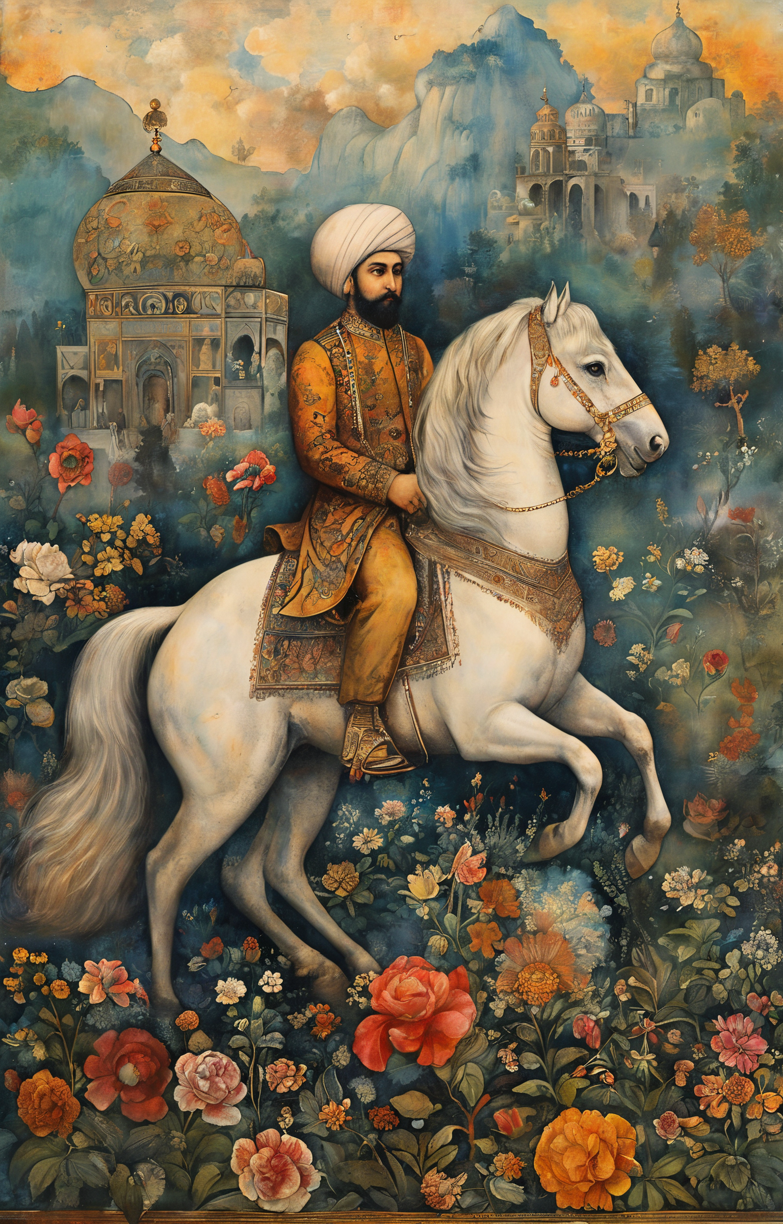 masterpiece,best quality,<lora:tbh292-sdxl:0.9>,illustration,style of Qajar art animals