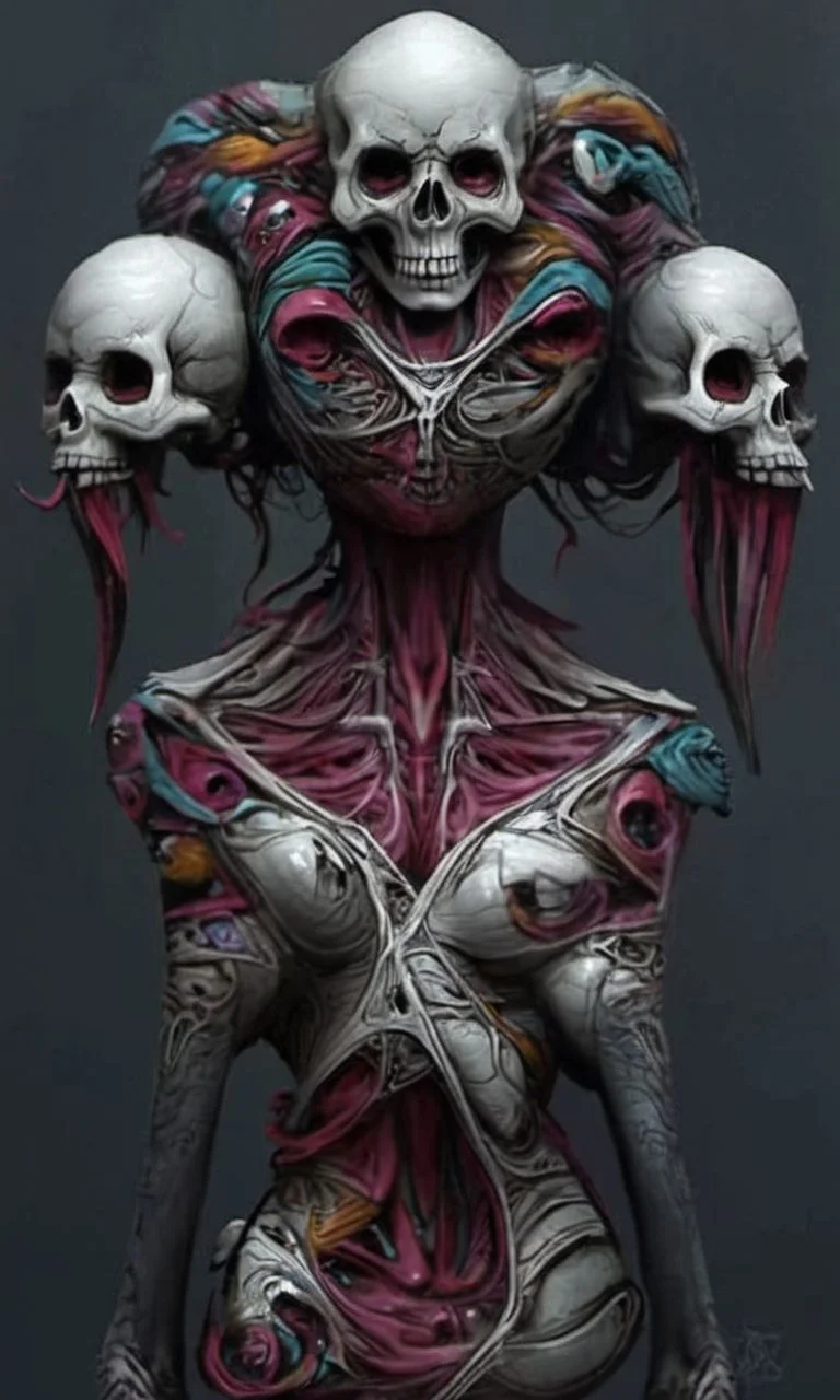 skull girl, multi head, monsterdesign <lora:Monsterdesign_v1:1>