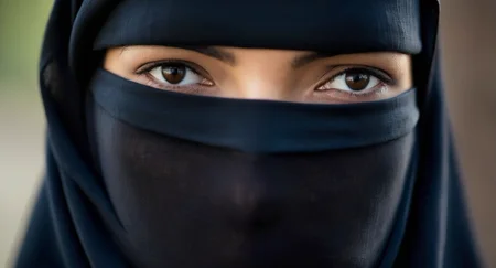 cinematic film still of <lora:burqa:1>
a woman wearing a black veil and a black head scarf burqa style, shallow depth of field, vignette, highly detailed, high budget, bokeh, cinemascope, moody, epic, gorgeous, film grain, grainy