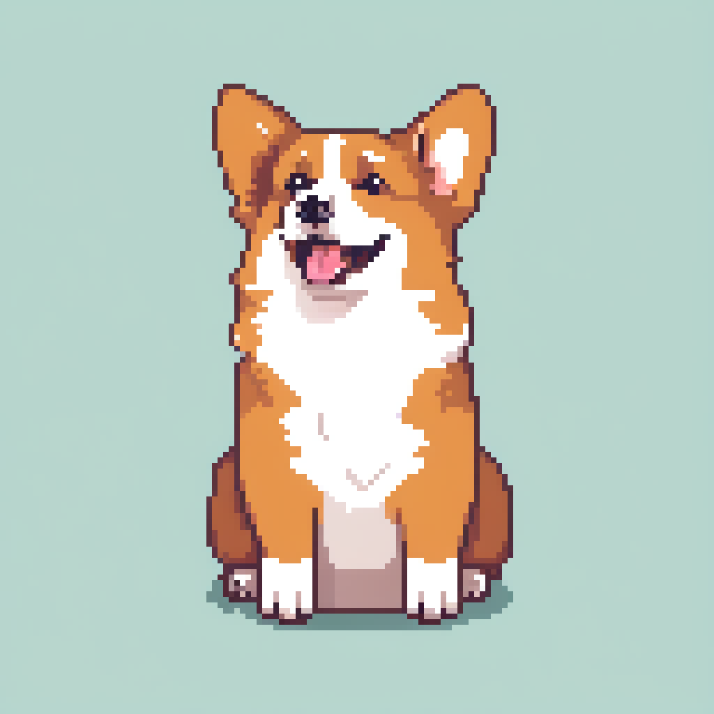 a cute happy corgi, (flat shading:1.2), (minimalist:1.4)
