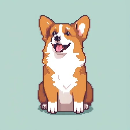 a cute happy corgi, (flat shading:1.2), (minimalist:1.4)