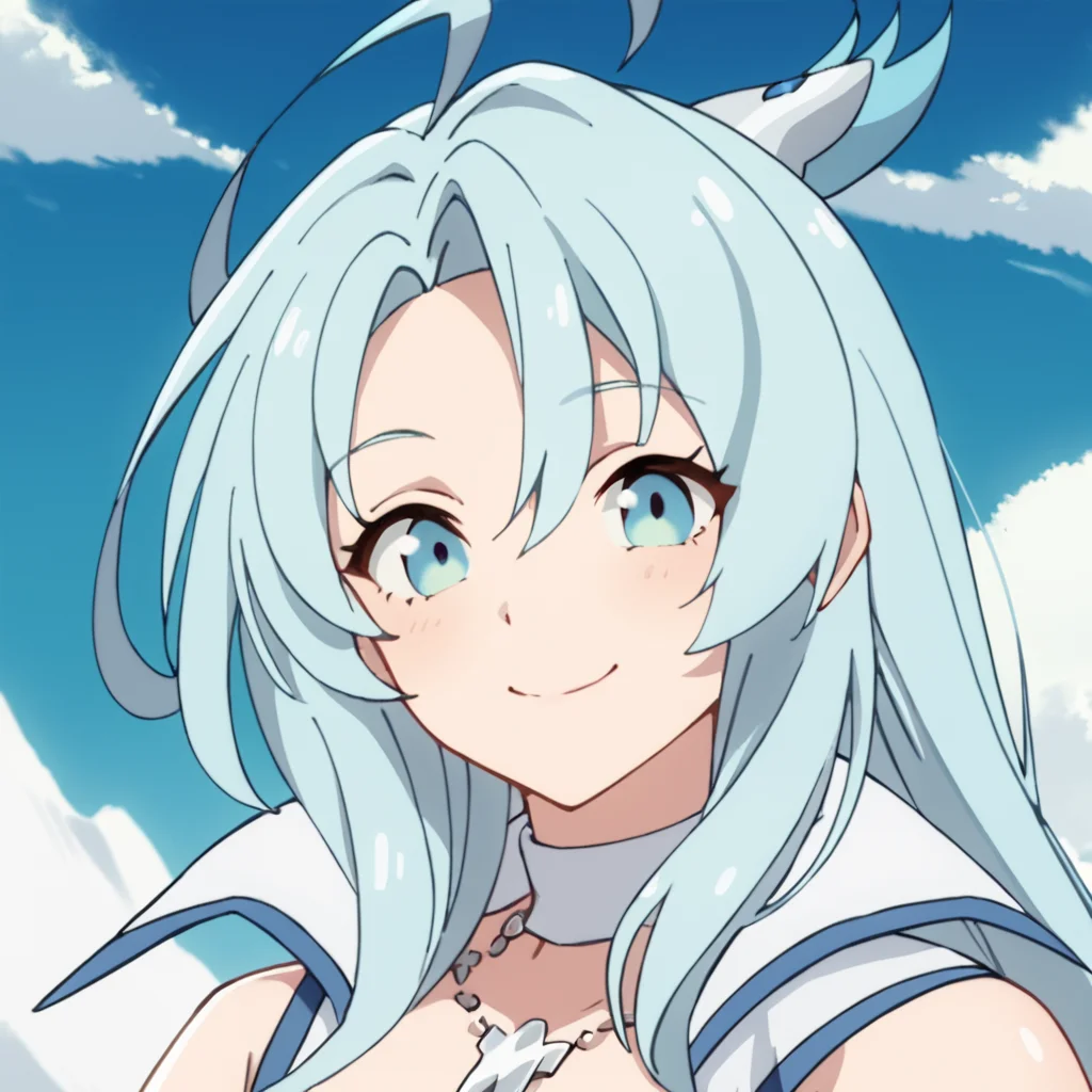 score_9, score_8_up, score_7_up, score_6_up, score_5_up, score_4_up, source_anime, Snow, long hair, blue eyes, aqua hair, large breasts, , smile, portrait