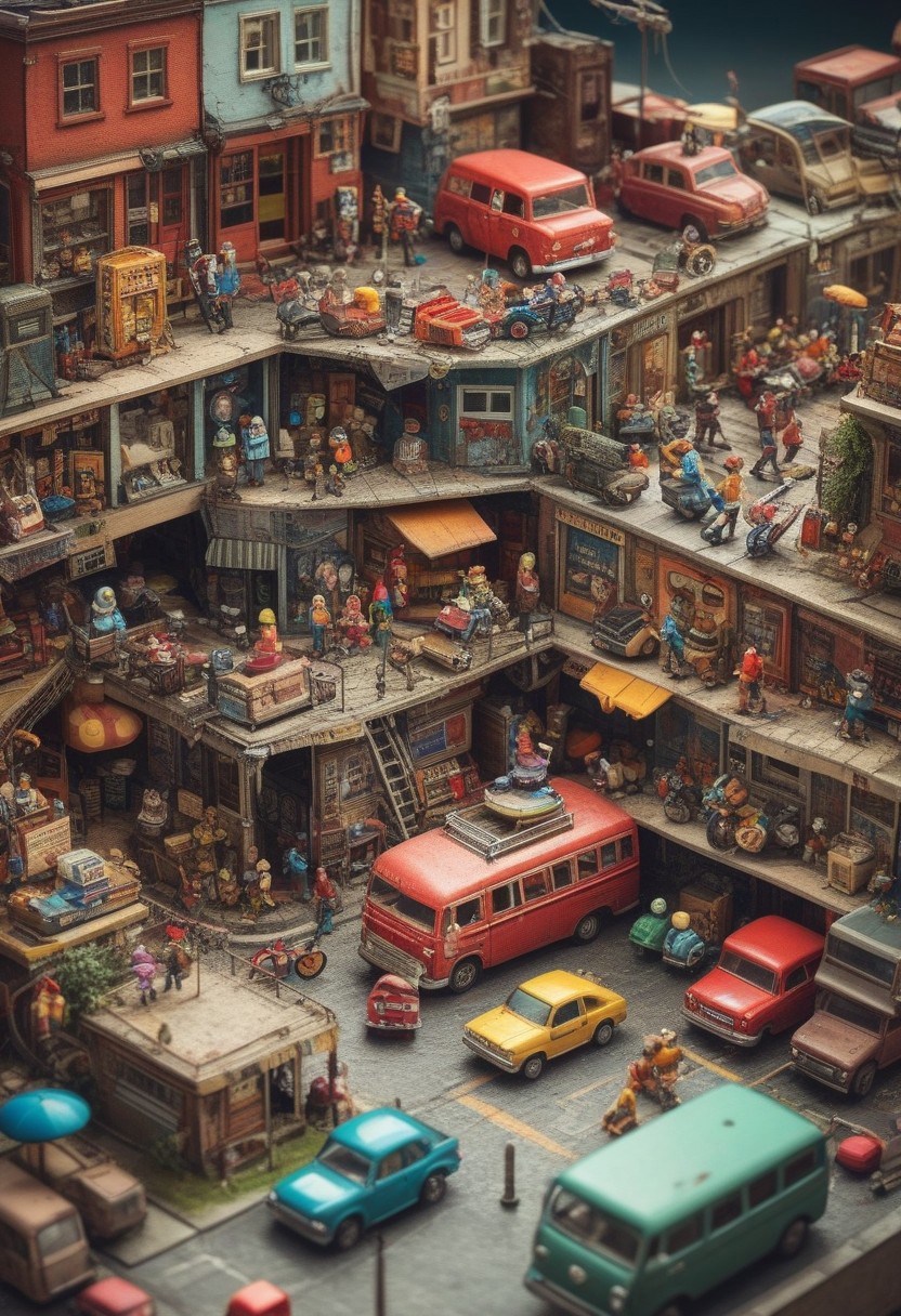 Tilt-shift photo of Grunge style surreal collage compositions of cartoon characters, combining elements from different cartoons to create unexpected and imaginative scenes that challenge reality,
<lora:add-detail-xl:1> misc, <lora:detailed_notrigger:0.5> <lora:xl_more_art-full_v1:0.25>
<lora:Isometric Cutaway:1> isometric cutaway, . Textured, distressed, vintage, edgy, punk rock vibe, dirty, noisy . Selective focus, miniature effect, blurred background, highly detailed, vibrant, perspective control