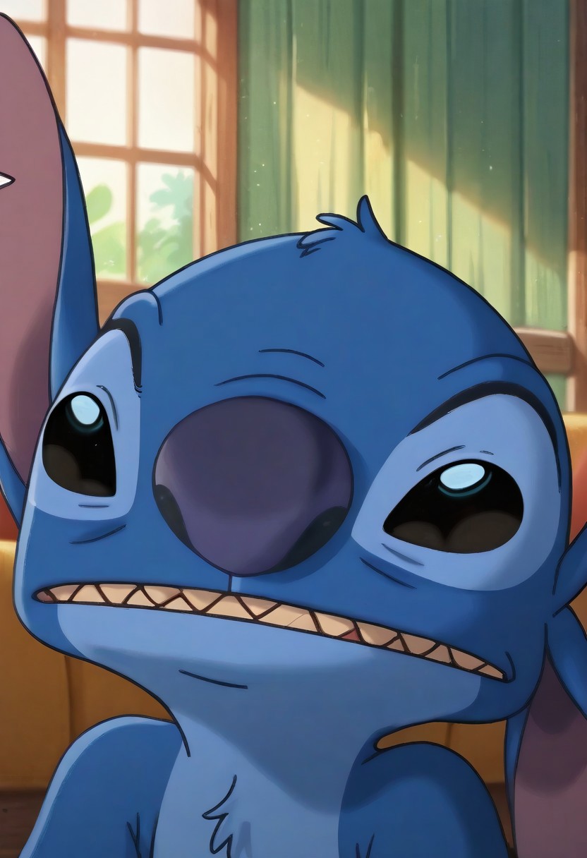 score_9, score_8_up, score_7_up, score_6_up,source_anime, cinematic shadow, cinematic light, cute and sensitive, soft skin,  characters focus, detailed eyes, detailed skins,stitch,black eyes,no pupils,no humans,colored skin, blue skin, furry,sharp teeth,