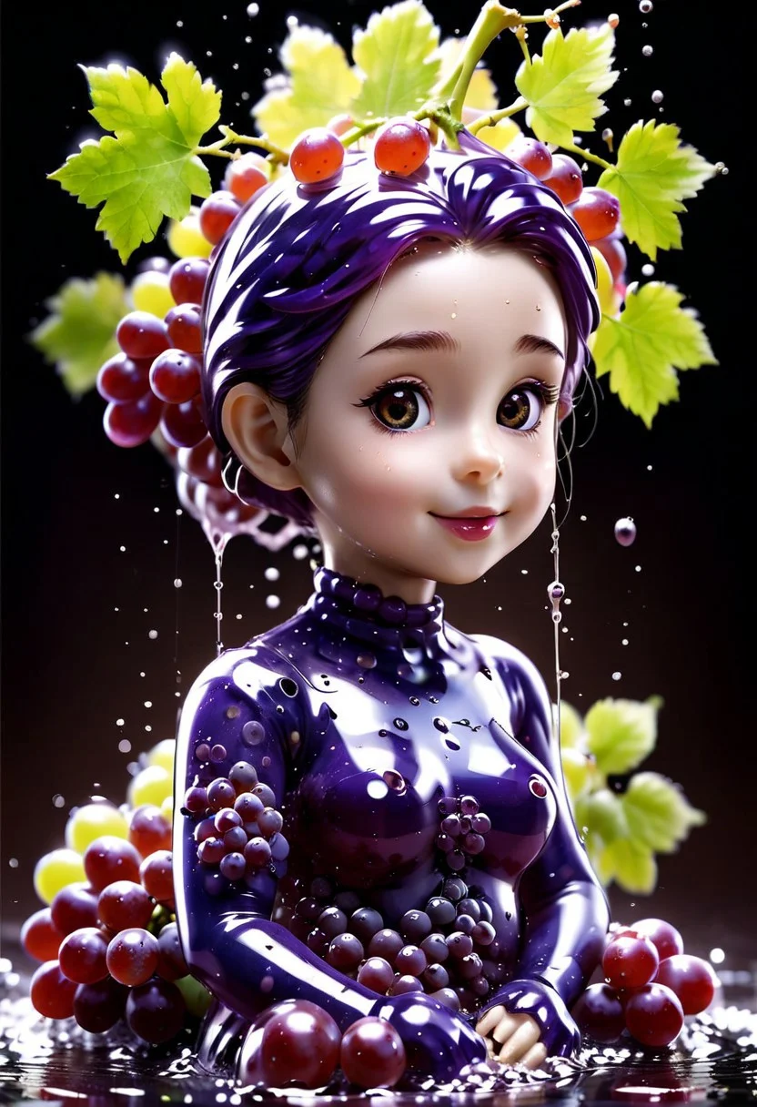 Masterpiece, best quality, 1girl, made from grapes