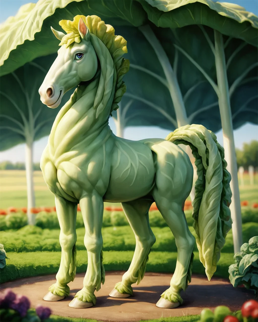 1score_9, score_8_up, score_7_up, intricate details,
<lora:VegetableCabbage-PonyP-PAseer:1>, cabbage, cjdl,
1boy(feral furry,
horse,
full body, looking at the viewer:2, solo, smiling), detailed background, depth of field, subsurface scattering,
<lora:ral-chrosc-clr:0.3>, ral-chrosc-clr,
<lora:xl_more_art-full_v1:0.4>,
<lora:add-detail-xl:0.4>