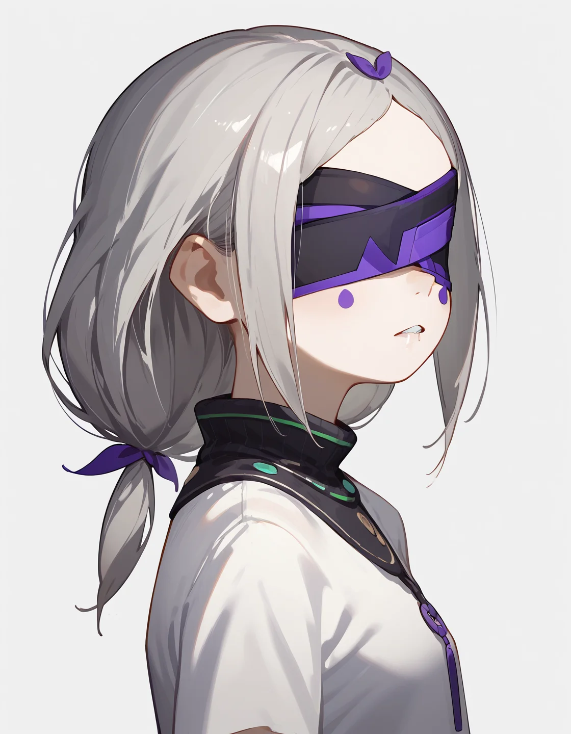 <lora:Daphne_ReZero_V2:1>, grey hair, daphne, blindfold, side view,, (score_9,score_8_up,score_7_up)