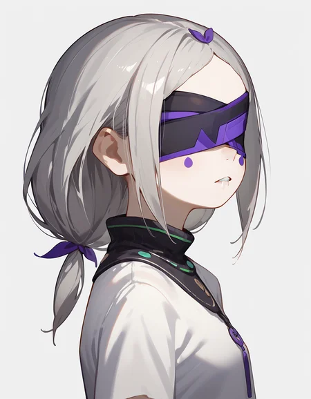 <lora:Daphne_ReZero_V2:1>, grey hair, daphne, blindfold, side view,, (score_9,score_8_up,score_7_up)