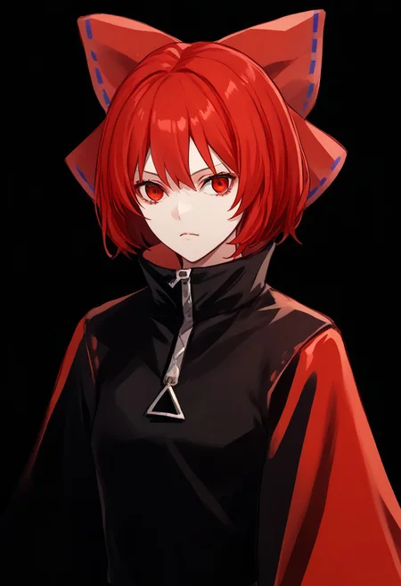 score_9, score_8_up, score_7_up, score_6_up, score_5_up, score_4_up, source_anime, solo, 1girl,
sekibanki, rocknbeat, red hair, red eyes, hair bow, bodysuit, black gloves, two-tone cape, long sleeves,
masterpiece, best quality, very aesthetic, absurdres,