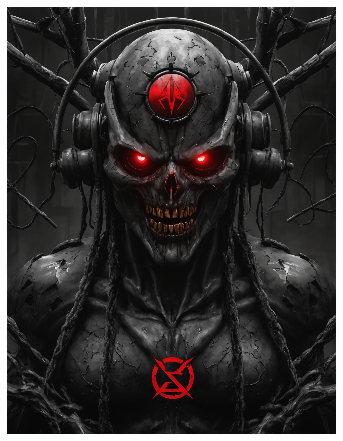 Illustration, logo for Evil corp., dystopian art, undefined