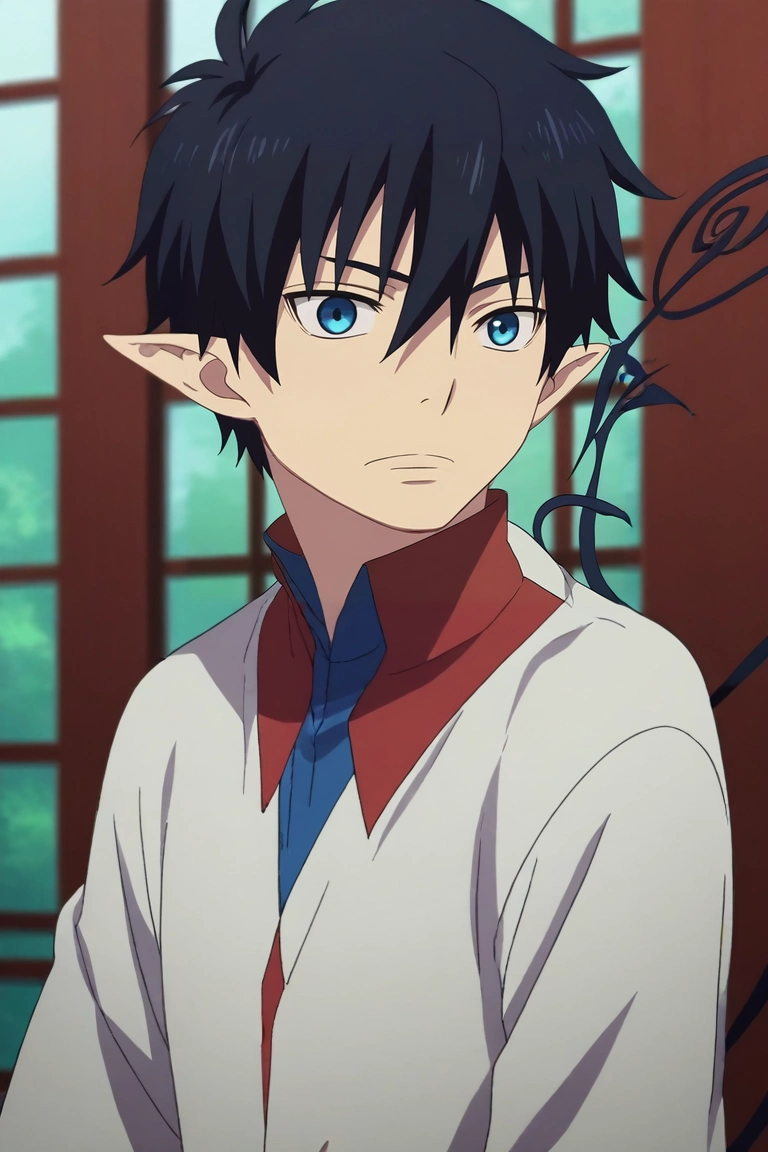 score_9, score_8_up, score_7_up, , rating_safe, , anime screencap, anime coloring, , , depth of field, 1boy, solo, male focus, <lora:rin_okumura_pony:0.9>, rin_okumura, black hair, blue eyes, short hair, hair between eyes, pointy ears, tail, , , vampire costume, <lora:sdxl_lightning_8step_lora:1>