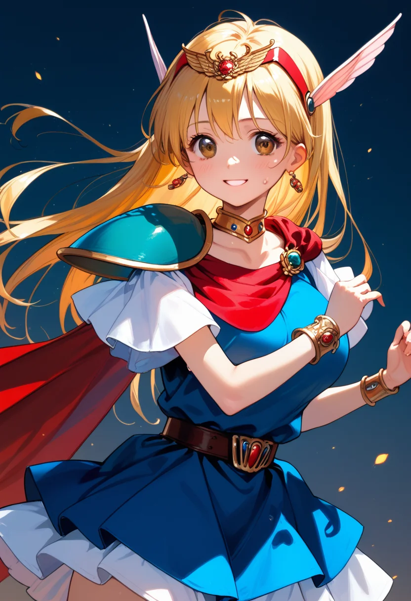 score_9, score_8_up, score_7_up, score_6_up, anime_lineart
1girl, solo,
<lora:chacha magical princess:1>, chacha magical princess, blonde hair, jewelry, dress, bracelet, cape, brown eyes, red eyes, tiara, skirt, choker, shoulder armor, hairband, armor, belt, pauldrons
huge breasts, smile,
sweat,