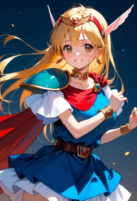 score_9, score_8_up, score_7_up, score_6_up, anime_lineart
1girl, solo,
<lora:chacha magical princess:1>, chacha magical princess, blonde hair, jewelry, dress, bracelet, cape, brown eyes, red eyes, tiara, skirt, choker, shoulder armor, hairband, armor, belt, pauldrons
huge breasts, smile,
sweat,