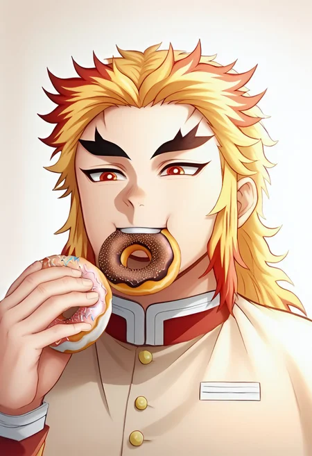 rengoku kyojuro eating a donut