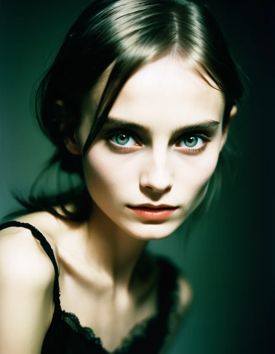 an overexposed film still by david sims of a young lady looking like jaynexl4