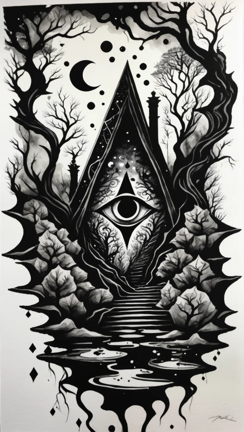illusionix, watercolor and black ink<lora:illusionix:1>