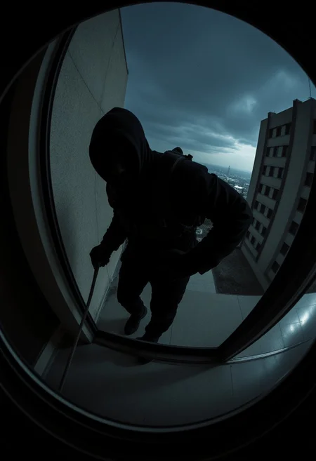 "A burglar in dark athletic gear scaling the side of an apartment building, using a rope to climb to the second floor. The fisheye lens captures their figure silhouetted against the faint glow of city lights in the distance."
aidmacatched, aidmaHyperrealism, aidmafluxpro1.1