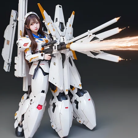<lora:Korean-doll-likeness:0.1>,<lora:Japanese-doll-likeness:0.4>,<lora:Taiwan-doll-likeness:0.1>,((8k, RAW photo, highest quality, masterpiece),High detail RAW color photo professional full shot photo,(realistic, photo realism:1.37),(highest quality),(best shadow),(best illustration),ultra high resolution,highly detailed CG unified 8K wallpapers,physics-based rendering, cinematic lighting),(aegyo sal:1),1girl,cute face,beautiful eye,beautiful mouth,makeup,Feminine Expressions,shy,very long leg,weapon,gundam weapon on my back,wear new high tech mobile suit armour,white,holding weapon,very huge gun,holding Very large shield,(focus on face:1.1),msgirl girl,<lora:msgirlLora_v20:1>,