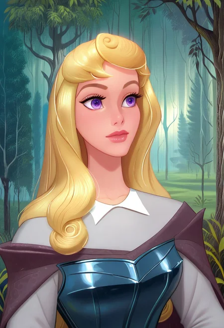 score_9, score_7_up, hd, (ultra hd quality details), masterpiece, best quality, detailed, amazing quality, detailed background, forest background, detailed eyes, clean eyes, brstyle, aurora (1girl, blonde hair, violet eyes,) dressed in pale blue knight armor