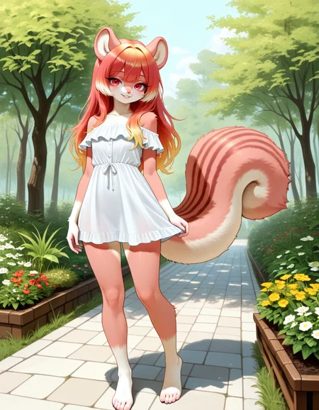 masterpiece, best quality, very aesthetic, absurdres,
outdoors,
standing, posing,
casual,
full body, seductive smile, parted lips, long eyelashes,
<lora:Namuta_v01_NAIXL:1>
Namuta,1girl,solo,furry,furry female,squirrel girl,squirrel ears,long hair,multicolored hair,red eyes,animal nose,body fur,squirrel tail,