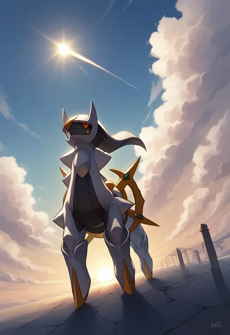BREAK Score_9, Score_8_up, Score_7_up, source anime, arceus, 1girl, sky,