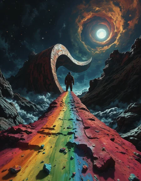masterpiece, ultimate detailed, tiny finnest details,
A person riding a cyber surf, that hovers off of the ground at a really high speed. a road made of of a rainbow in outer space. A blackhole at the end of the track, absorbing things nearby
<lora:NeonFantasyFLUX:0.25> ne0nfant4sy <lora:Flux1-impossible_geometry_V1.0:0.4> <lora:flux.1_lora_flyway_Epic-detail_v2:0.7>, <lora:Dieselcore:0.7> d1eselc0re