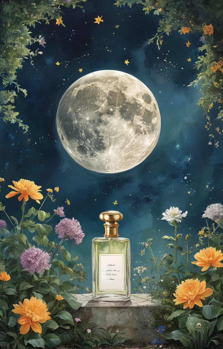 masterpiece,best quality,<lora:tbh67-sdxl:0.6>,illustration,MOON, A bottle of perfume in garden