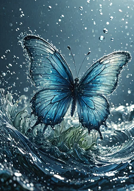 ElementWater glass butterfly,wave,camera focus,high quality,highres,water element,water,ElementWater,
sss,translucent,subsurface scattering,
<lora:MJ52:0.5>,<lora:add-detail-xl:0.7>,water element,water,<lora:ElementWaterSDXL:1>,<lora:sss:1>,