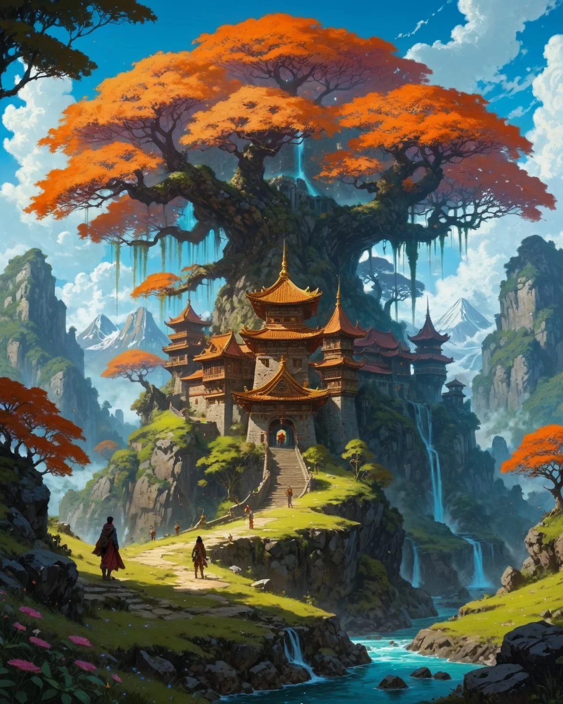 ethereal fantasy concept art of ethereal fantasy concept art of anime artwork Art painting by Takashi Murakami and Elena Zhurikhina and Dan Mumford, ,, mountain-pass fortress remains where iron-oxidized portcullises bloom with rust flowers, their strategic positions still contested by boulder-roll bear tactics,primeval jungles where plant-human hybrids tend bioluminescent orchards, the canopy alive with poison-dart fairies,
<lora:iLLMythG0thicL1nes:0.7> G0thicL1nes,
<lora:extremely_detailed:0.7> extremely detailed ,
<lora:add-detail-xl:0.7>,
<lora:softdigital2x2:0.15>,
<lora:EpicF4nta5yXL:0.3>, . anime style, key visual, vibrant, studio anime, highly detailed . magnificent, celestial, ethereal, painterly, epic, majestic, magical, fantasy art, cover art, dreamy, magnificent, celestial, ethereal, painterly, epic, majestic, magical, fantasy art, cover art, dreamy