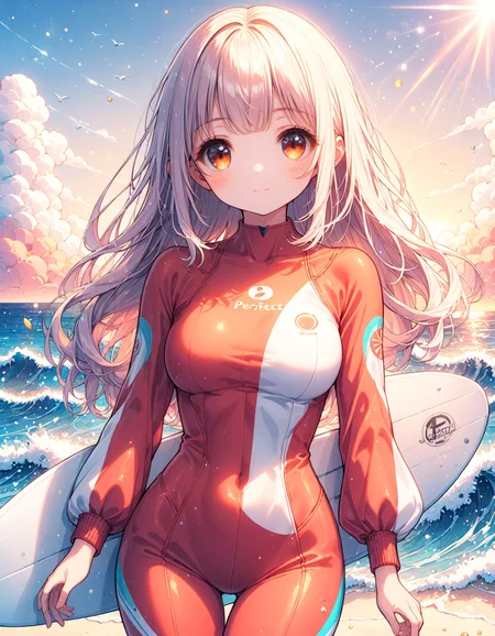 1girl portrait,apparel model, cowboy shot, surfer girl wearing red bodysuit, at golden hour in summer, wave, ocean and shore, perfect anatomy, light smile, global illumination, perfect female proportion, <lora:offset_0.2:0.1>,<lora:Hyper-SDXL-12steps-CFG-lora_rank1:1>, <lora:spo_sdxl_10ep_4k-data_lora_webui:1>