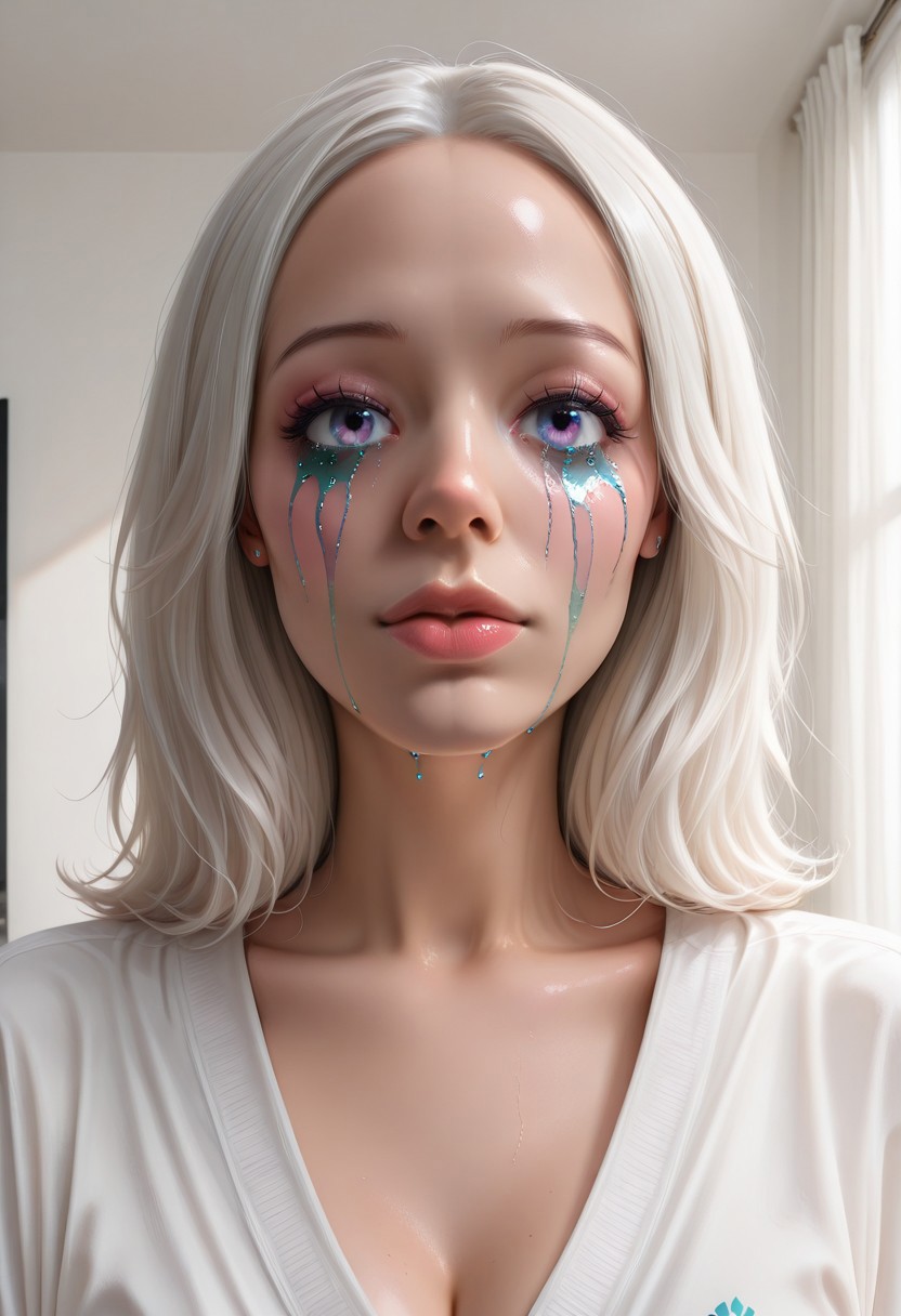 score_9, score_8_up, score_7_up, rating_safe, concept art, realistic, Fixhand.
1girl, solo, cute face, sexy face, Sexy body, 
TearsMakeUp, Iridescent Tears