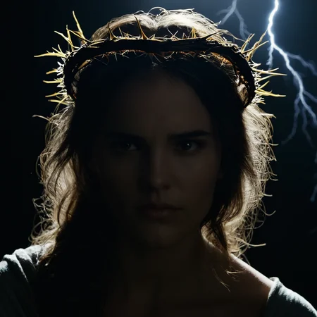 cinematic film still of <lora:detailed_notrigger:0.1>
<lora:facial expression style v2:0.1>
<lora:perfection style:0.1> perfection style
<lora:TeethXL:0.1>
<lora:detailed:0.1> detailed
<lora:skin texture style:0.2>
<lora:SDXLHighDetail_v5:0.2>
<lora:Chiaroscuro Lighting Style v3:1>
Chiaroscuro Lighting Style of a crown of thorns with a lightning in the middle, sharp, detailed, perfect, perfection, realism, cinematic exposure, cinematic color, cinematic contrast, dramatic style, cinematic style, dramatic shadow, partially covered in shadow, Chiaroscuro Lighting Style, 1girl, solo, black background, dark, space, no humans, scenery, science fiction, monster
, shallow depth of field, vignette, highly detailed, high budget, bokeh, cinemascope, moody, epic, gorgeous, film grain, grainy