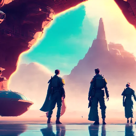 photo, a group of travelers journey through a magical desert to find a hidden oasis [scifi|fantasy] a secret government facility hiding a monster, [fantasy:scifi:2], (to8contrast style:1) <lora:theovercomer8sContrastFix_sd21768:0.6> <lora:johnsondesuv2-e1:1>